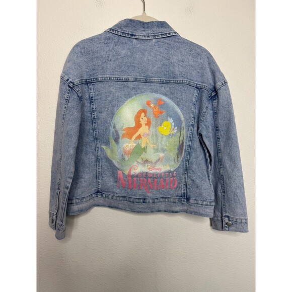 Disney Princess Girls Large Jean Jacket The Little Mermaid Ariel Denim Button Up - Picture 9 of 11